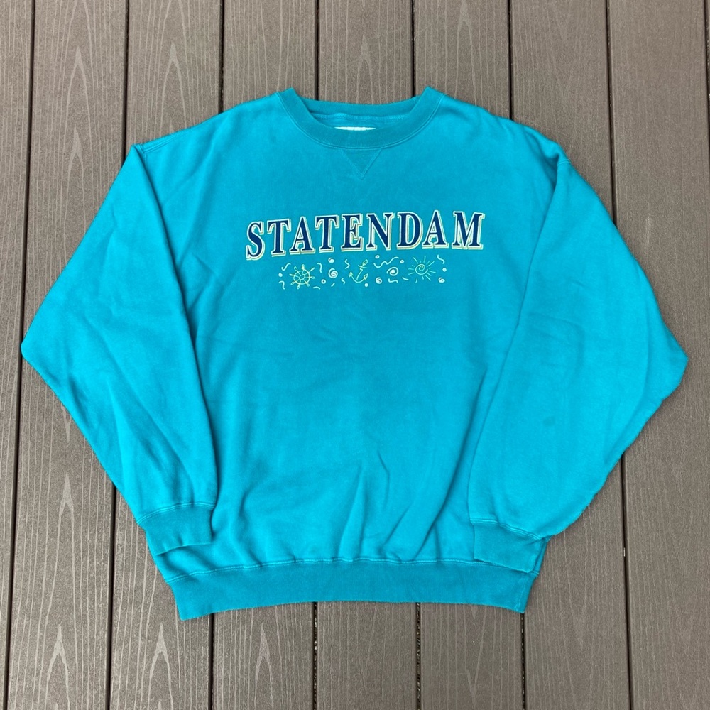 Vintage 90’s MS Statendam Cruise Ship Teal Crewneck Sweater Men’s Size XL